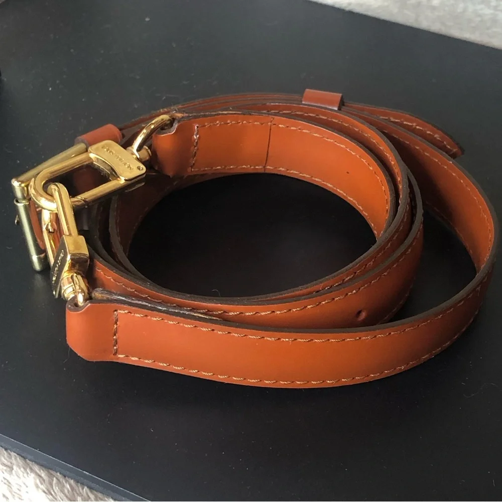 LOUIS VUITTON Adjustable Brown Kenyan Fawn Leather Strap with Gold Hardware